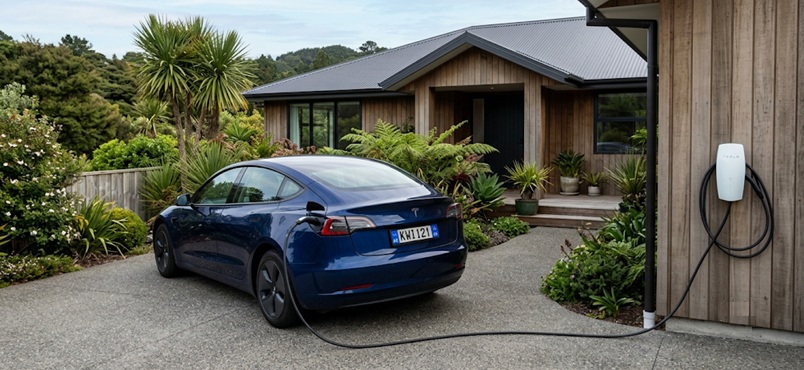 Tesla EV charger installation at an Auckland home